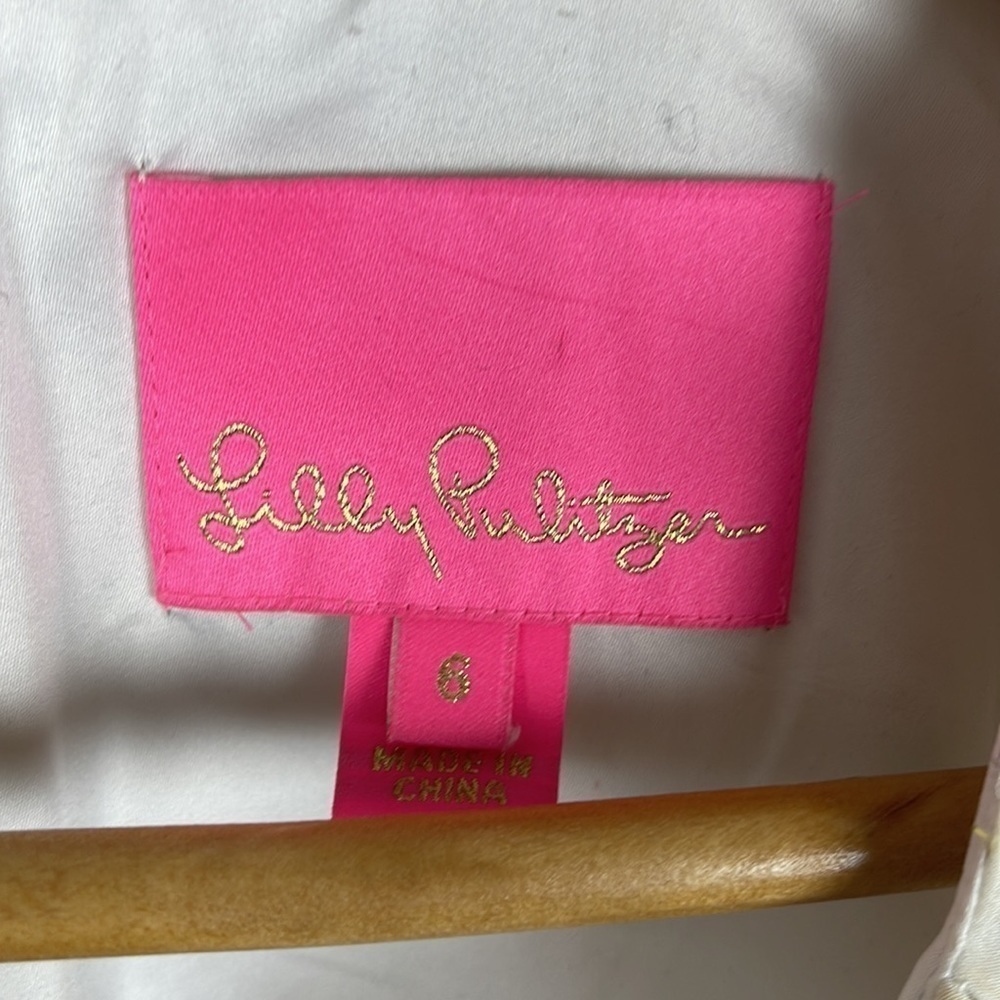Lilly Pulitzer Belle Silk Dress. Coconut w Metallic. Size 6. - Picture 4 of 12